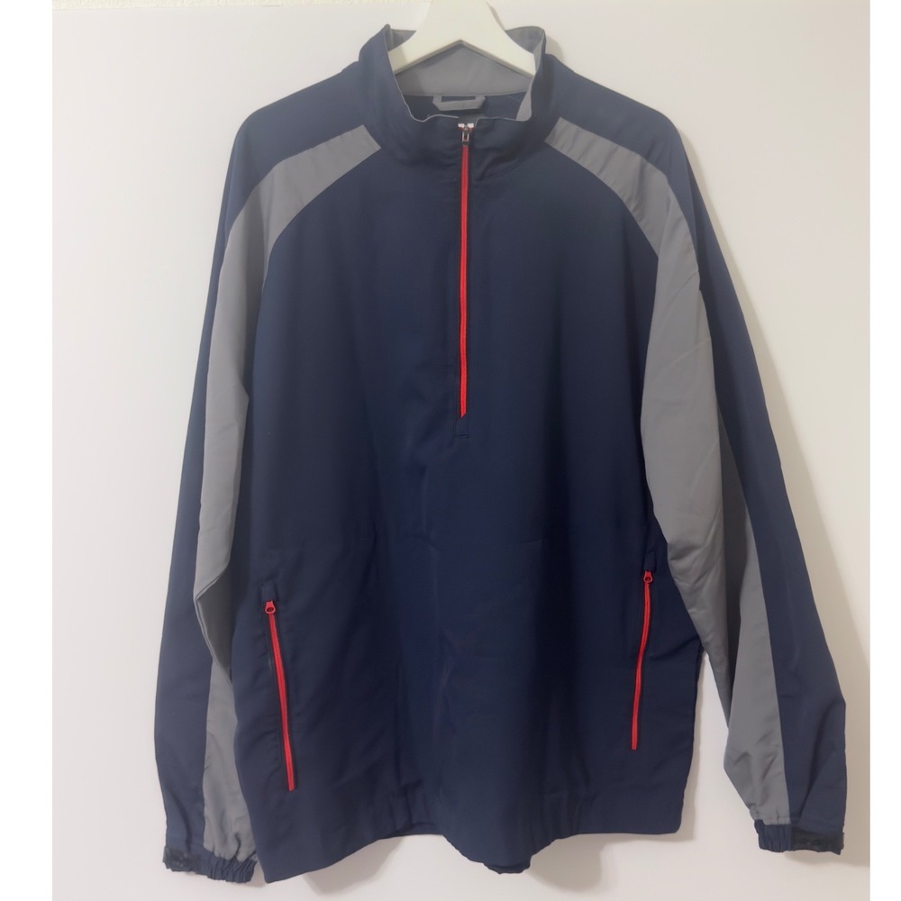 FootJoy Golf Pullover Mens XL Navy Blue Good Quarter Zip Windbreaker Colorblock